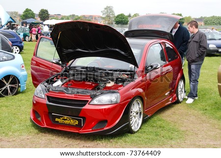 stock photo PETERBOROUGH ENGLAND May 24 Red Vauxhall Corsa C on May