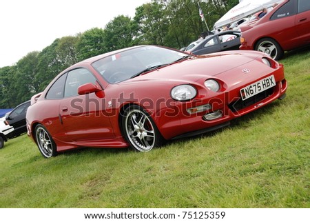 WAKEFIELD, ENGLAND - MAY 10: Red Toyota Supra on Display at the Annual Rising Sun Car Show on May 10, 2008 in Wakefield, England, UK.  Norton Priory is host to the show