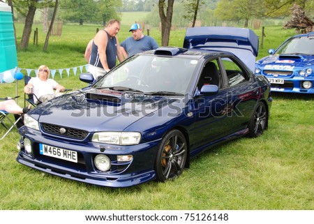 WAKEFIELD, ENGLAND - MAY 10: Baby Blue Subaru Impreza on Display at the Annual Rising Sun Car Show on May 10, 2008 in Wakefield, England, UK.  Norton Priory is host to the show