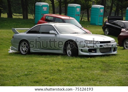 WAKEFIELD, ENGLAND - MAY 10: Silver Nissan Skyline on Display at the Annual Rising Sun Car Show on May 10, 2008 in Wakefield, England, UK.  Norton Priory is host to the show