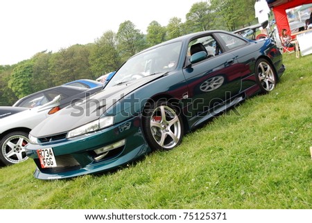 WAKEFIELD, ENGLAND - MAY 10: Green Nissan 200SX on Display at the Annual Rising Sun Car Show on May 10, 2008 in Wakefield, England, UK.  Norton Priory is host to the show