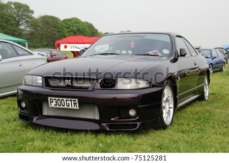 WAKEFIELD, ENGLAND - MAY 10: Black Nissan Skyline on Display at the Annual Rising Sun Car Show on May 10, 2008 in Wakefield, England, UK.  Norton Priory is host to the show