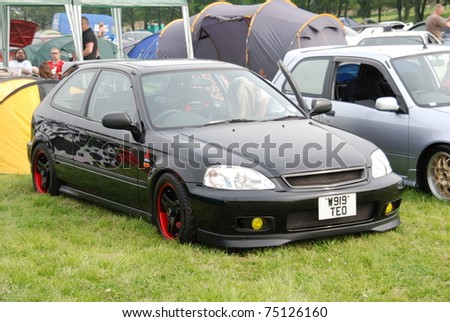 WAKEFIELD, ENGLAND - MAY 10: Black Honda Civic on Display at the Annual Rising Sun Car Show on May 10, 2008 in Wakefield, England, UK.  Norton Priory is host to the show