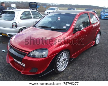 stock photo NORTHANTS ENGLAND MARCH 8 Black and Red Vauxhall Corsa C