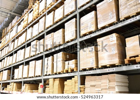 Warehouse interior with big box.