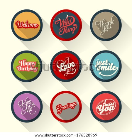 Set of hand lettering retro cards and vector labels with logos for web and print Set of hand lettering retro cards and vector labels with logos for web and print