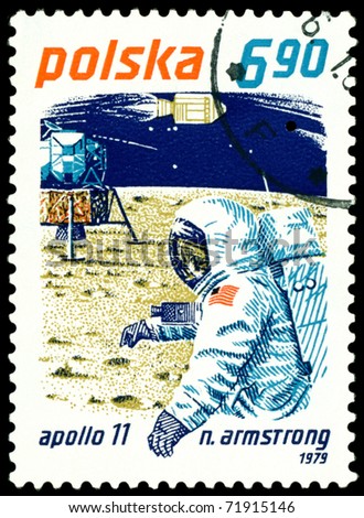 Poland- CIRCA 1979:  A stamp printed in Poland shows  Neil Armstrong - first man on the Moon, circa 1979.