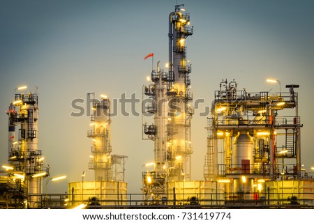 Oil Industry Refinery factory, Petroleum, petrochemical plant at Night