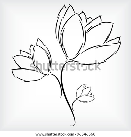 Tulip Flower Picture on Of Beautiful Three Tulip Flowers Stock Vector 96546568   Shutterstock