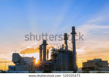 Gas turbine electrical power plant with twilight.