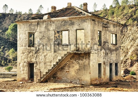 Detail of abandoned Estacion bilding del Andalusia or train station in Spain