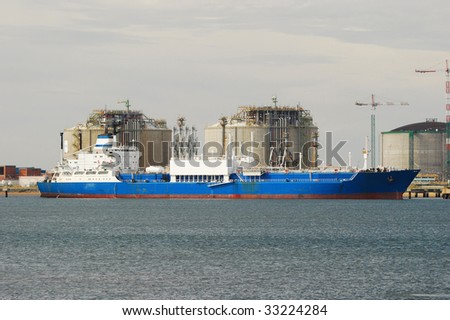 Carrier ship and oil i gas factory in Spain