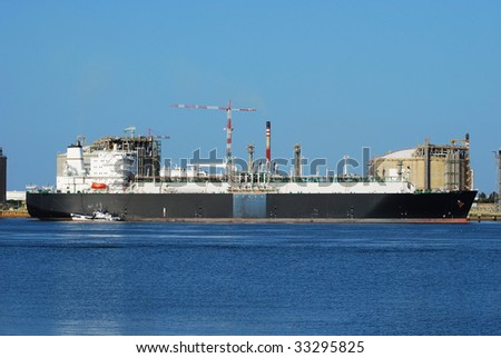 Carrier ship (LNG) and oil i gas factory in Spain