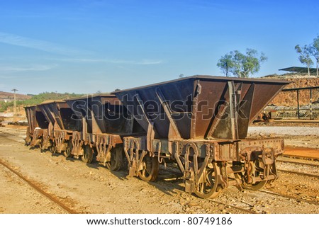 Historic wagon. Old train wagon in mines (Riotinto) - former mine Spain