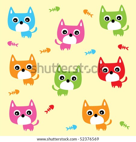 cute kitten wallpaper. stock vector : cute kitten