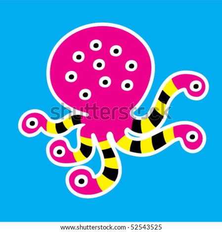 stock vector octopus monster sticker