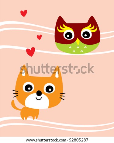 kitten and owl