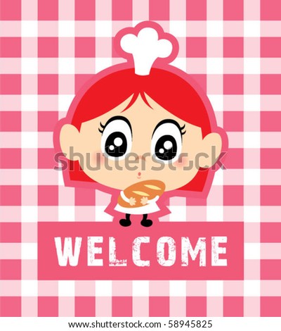 Cute Small Girl Pics on Cute Little Chef Girl Welcome Chef Stock Vector 58945825