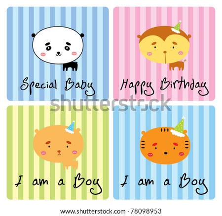 cute babies animal arrival card
