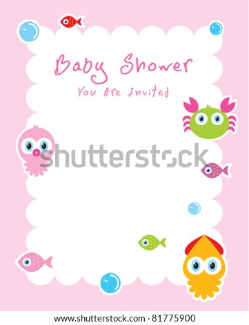 ocean animal baby shower invitation card