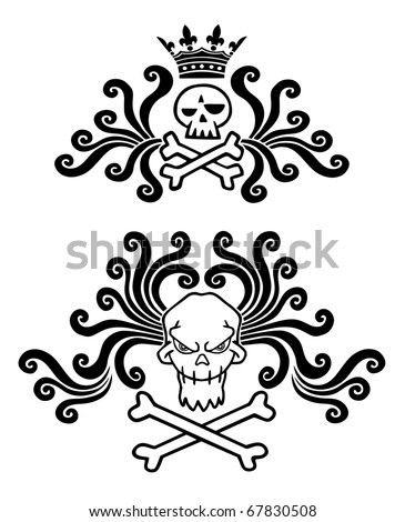 stock vector black tattoo skull smiles gothic style