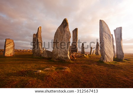 Callanish standing stones: neolithic stone circle in Isle of Lewis, Scotland