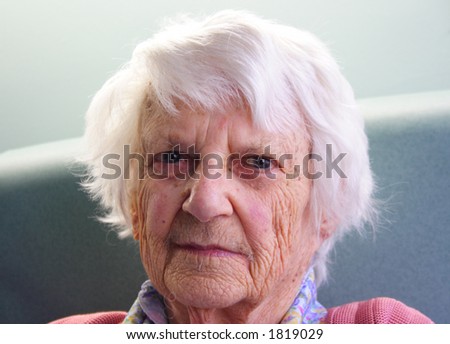 Old woman portrait, 93 years old.
