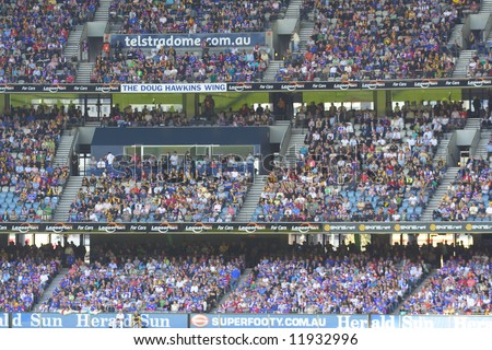Editorial, crowd at Australian rules football stadium