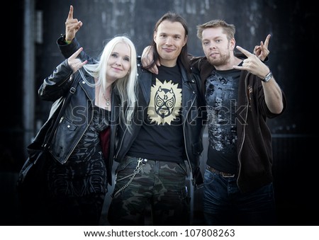 HELSINKI, FINLAND - JUNE 29: Unidentified fans at gig of american heavy metal band Megadeth June 29, 2012 at 15th annual Tuska Open Air Metal Festival in Suvilahti, in Helsinki, Finland.