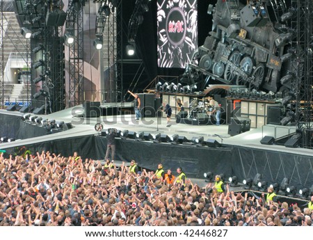 HELSINKI, FINLAND - JUNE 17: Australian rock band AC/DC on Black Ice World Tour June 17, 2009 in Helsinki, Finland