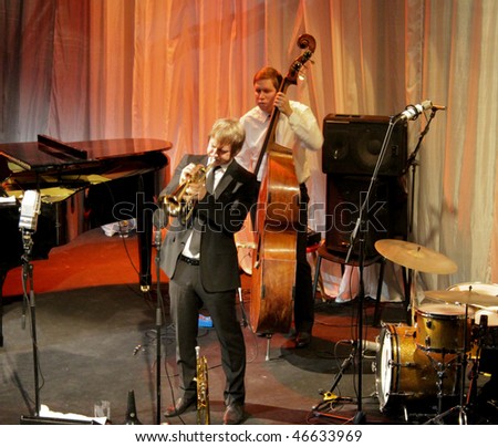 HELSINKI, FINLAND - FEBRUARY 11: The Five Corners Quintet - famous finnish modern jazz band - live recording at restaurant 