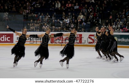 ESPOO, FINLAND - FEBRUARY 28: Finnish Championships  2010 - Synchronized Skating, Team Rockettes, Helsingin Taitoluisteluklubi ry on February 28, 2010 in Espoo, Finland