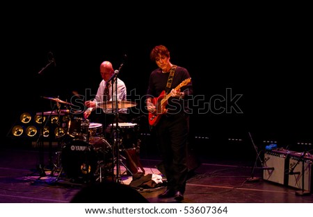HELSINKI, FINLAND - MAY 20: American Fender,  Guitarist Jim Campilongo and his Electric Trio live on stage at Malmitalo on May 20, 2010 in Helsinki, Finland.