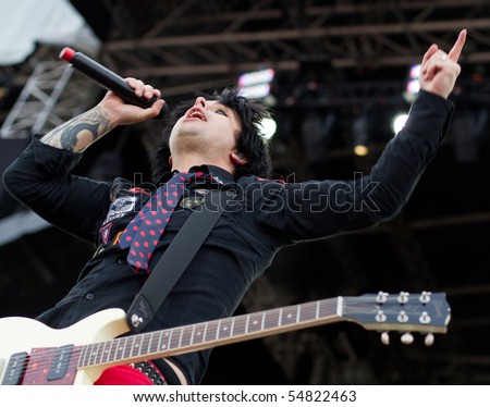 HELSINKI,FINLAND-JUNE 8:American Punk Trio Green Day, one of world’s biggest rock bands,live on stage on 21st Century Breakdown World Tour at Kylasaari in Finland on June 8, 2010 in Helsinki,Finland