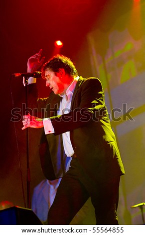 HELSINKI, FINLAND - JUNE 17: English art rock group Roxy Music and lead vocalist Bryan Ferry live on stage on at Kaisafest 2010 summer festival in Finland on June 17, 2010 in Helsinki,Finland