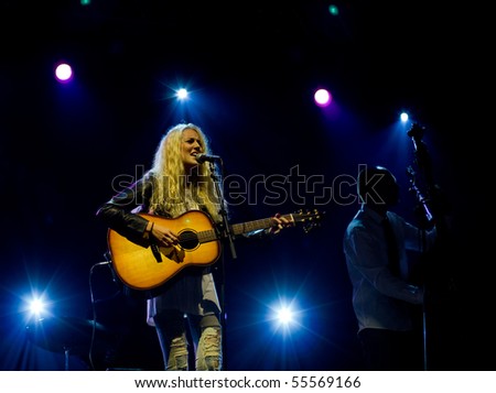 HELSINKI, FINLAND - JUNE 17: Singer and  songwriter Frida Andersson  on stage on at Kaisafest 2010 summer festival in Finland on June 17, 2010 in Helsinki, Finland.