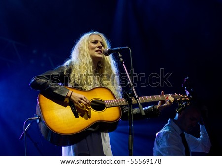 HELSINKI, FINLAND - JUNE 17: Singer and  songwriter Frida Andersson  on stage on at Kaisafest 2010 summer festival in Finland on June 17, 2010 in Helsinki, Finland.