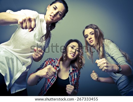 Three cruel girls beating their victim