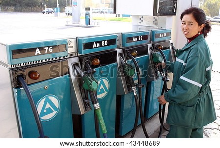 KYRGYZ REPUBLIC - SEPTEMBER 25: Gas prices increase 10% causes concern for motorists on September 25, 2009 in the Kyrgyz Republic.