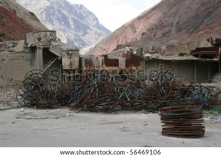 derelict mining village in tajik mountains