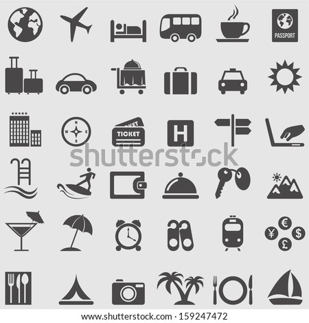 Travel And Tourism Icons Set. Vector
