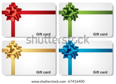 Set of gift cards with gift bows Set of gift cards with gift bows