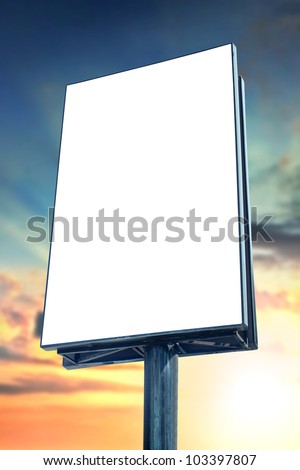 Blank billboard against sunset sky, for more billboard visit our portfolio