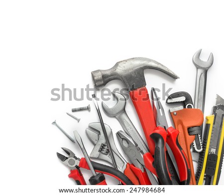 Many Tools isolated over white background with copy space