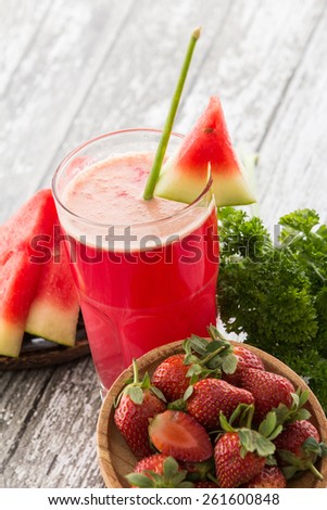 glass watermelon and Strawberry smoothie
