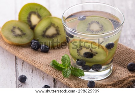 Summer fresh fruit Flavored infused water mix of Kiwi and blueberry