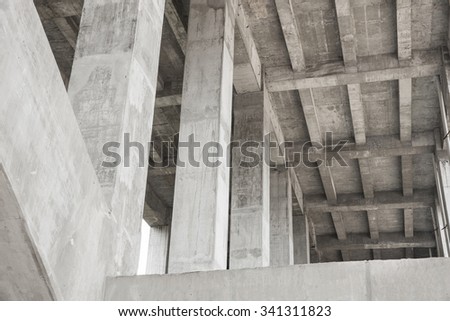 A portrait of an under-face of a bridge, bridge construction