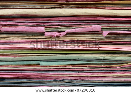 Stack of  file folder close up for background