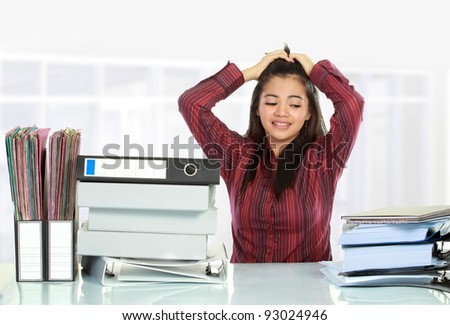 Stress. Woman stressed and going crazy pulling her hair in frustration