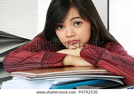 asian business woman feeling stress at work